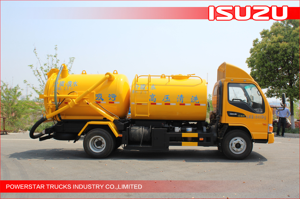 6000Liter Isuzu Sewer Cleaning Combination Vacuum Jetting Trucks