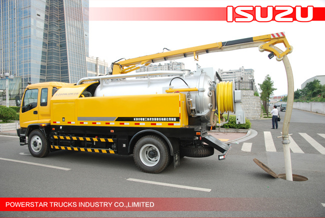 9000Liter Isuzu Combined sewer jetting and suction trucks