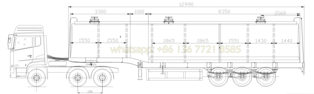 42m3~50m3 Aluminum Alloy Fule tank trailer drawing