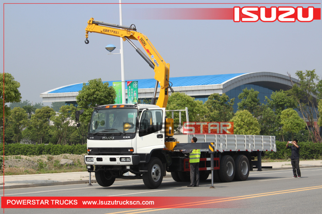 Custom Isuzu FVZ heavy duty Cargo truck with folding boom crane