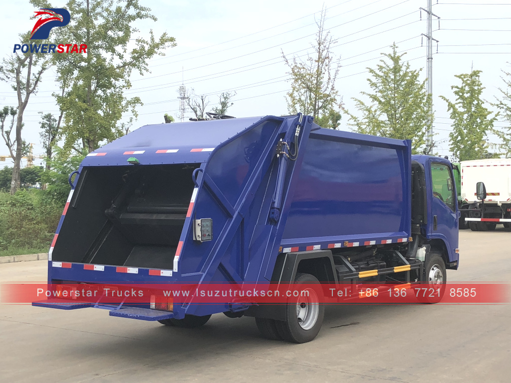 Cambodia new Rear loader Isuzu Hydraulic Pressing Garbage Trucks for sale