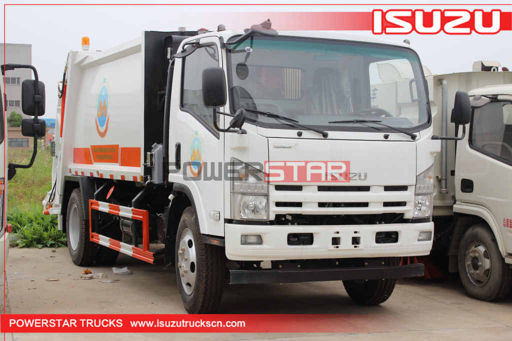 Hydraulic rear loader garbage truck Isuzu refuse vehicle 5tons 8tons