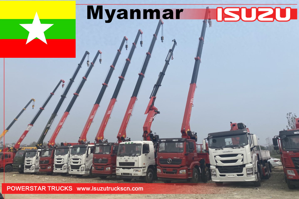 Myanmar Original ISUZU GIGA Cargo Truck Crane With Cranes Mounted 16Ton Palfinger SPS40000 Telescopic Boom Crane 
