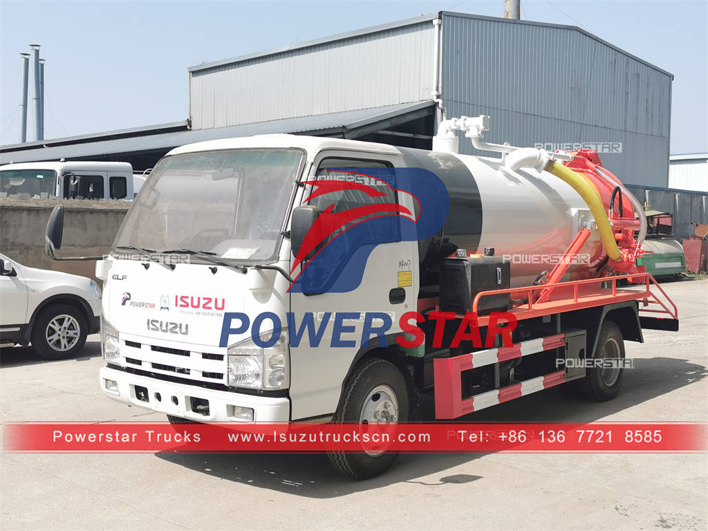 Durable ISUZU 4000 liters vacuum sewage truck at promotional price