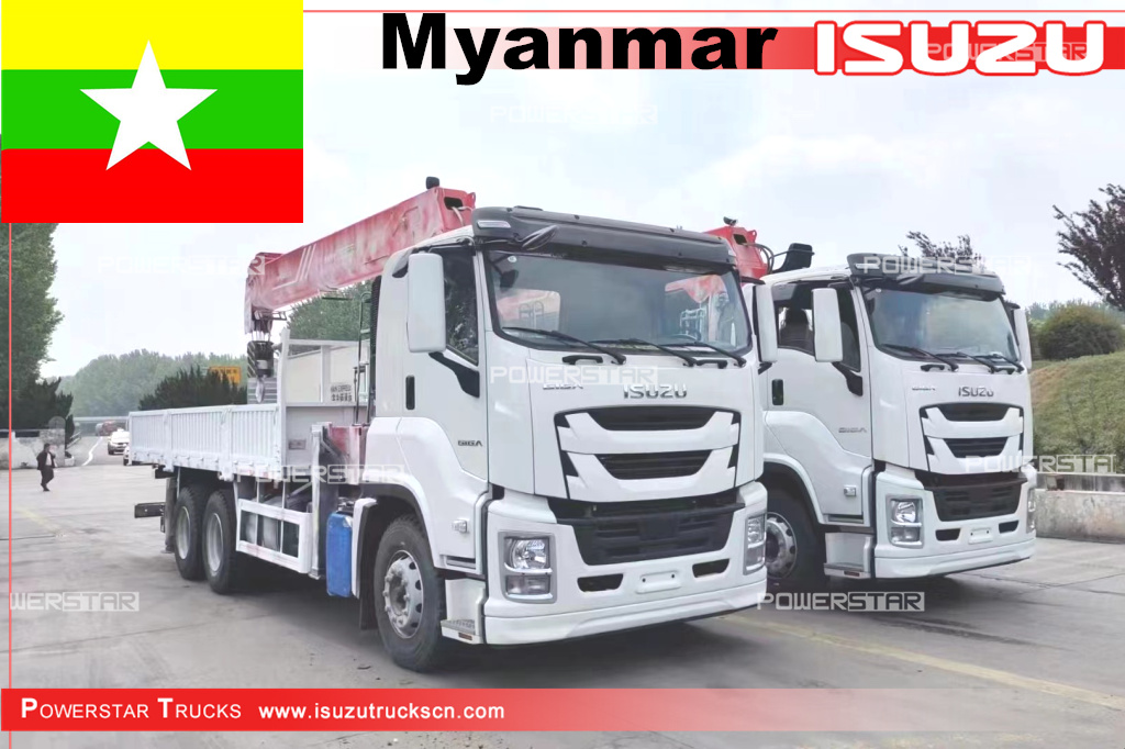 Myanmar Japan ISUZU GIGA Stiff Boom Crane Trucks with SPS40000 palfinger