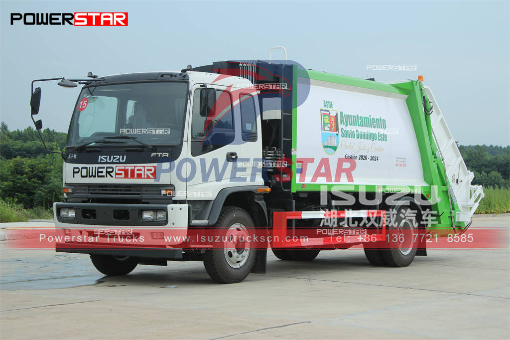 ISUZU FTR 16cbm garbage compactor trucks export to South America