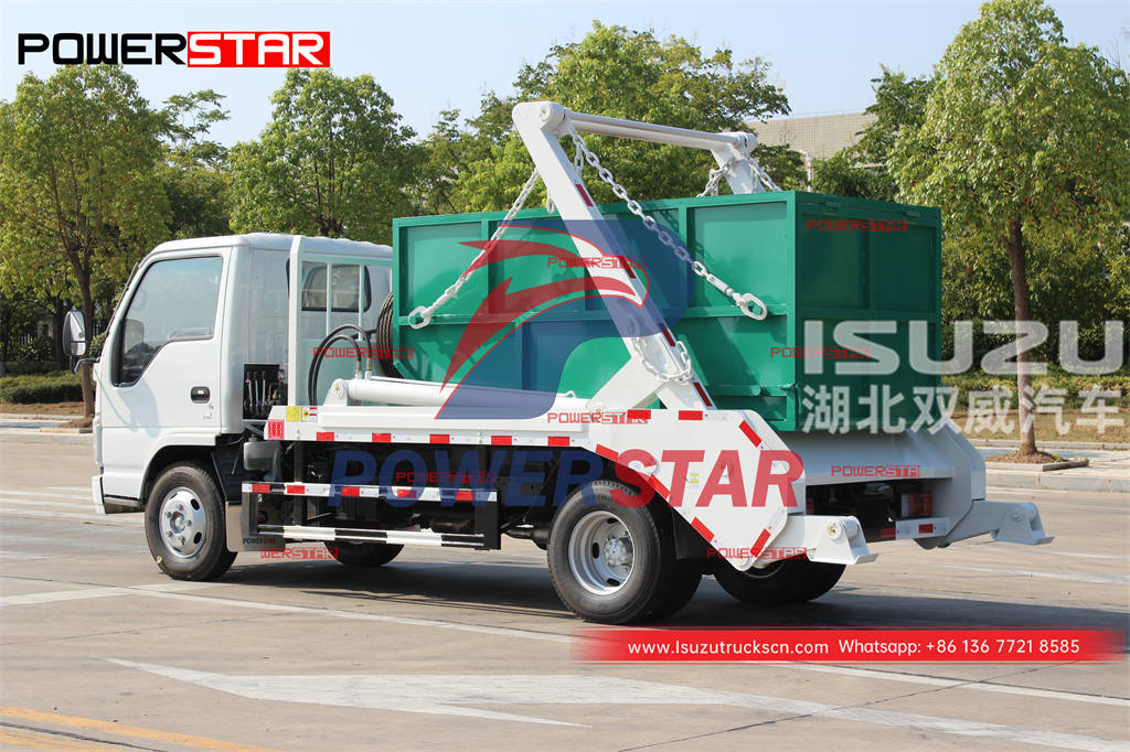 ISUZU 600P 4WD off-road swing arm refuse truck for sale