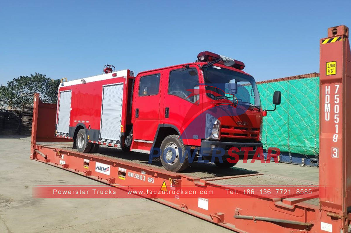 ISUZU fire fighting truck loading on board