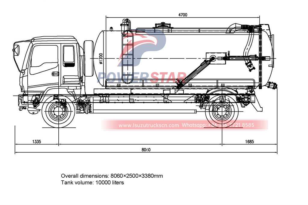 ISUZU 10000 liter vacuum truck drawing