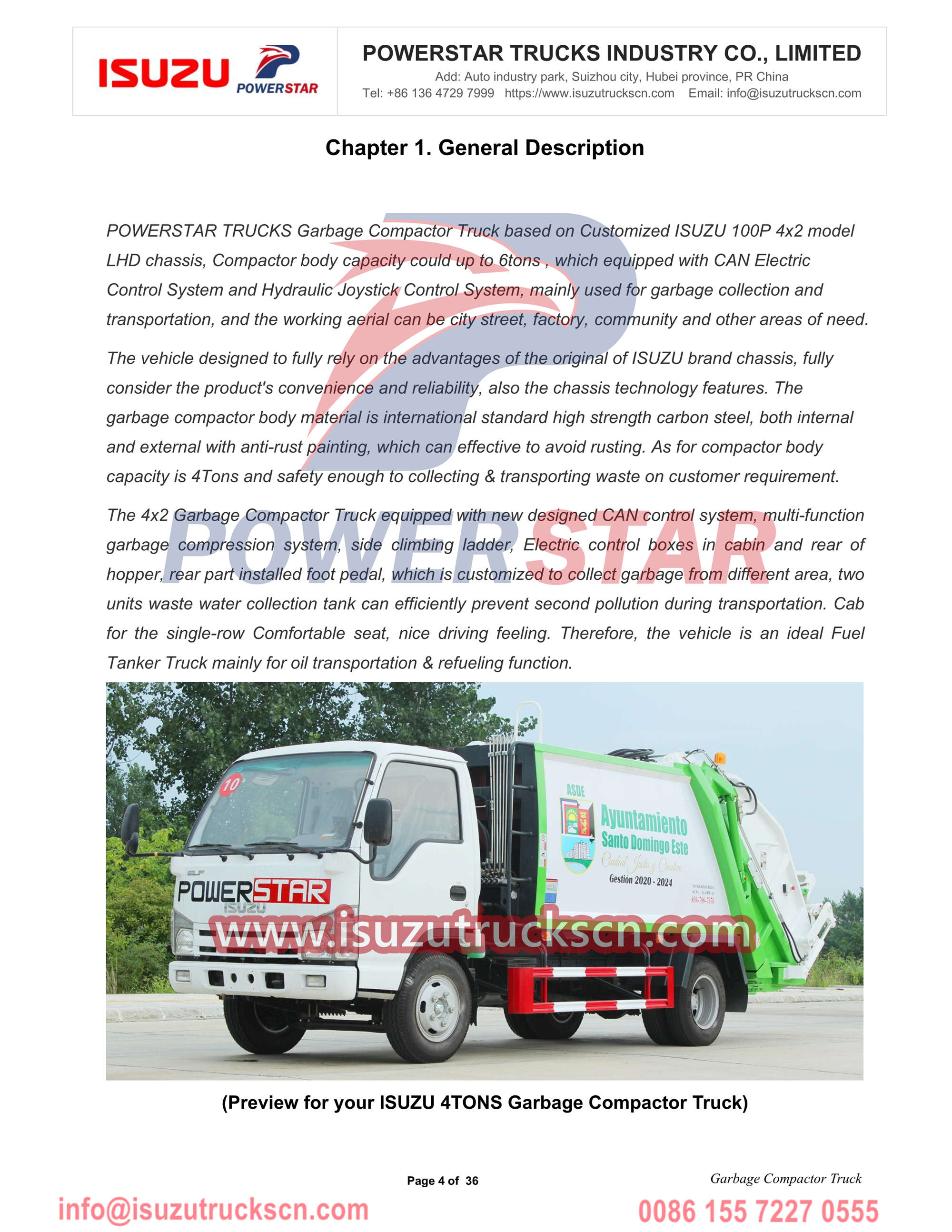 Isuzu NKR refuse compactor truck manual