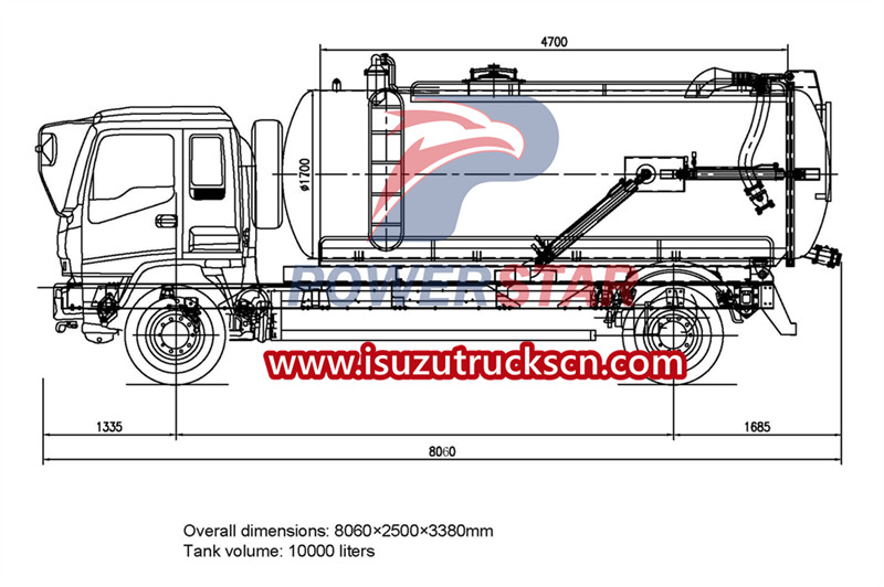 ISUZU FTR sewer vacuum tank truck drawing