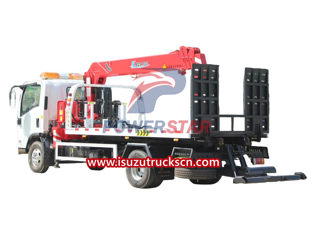 Isuzu wrecker truck with crane