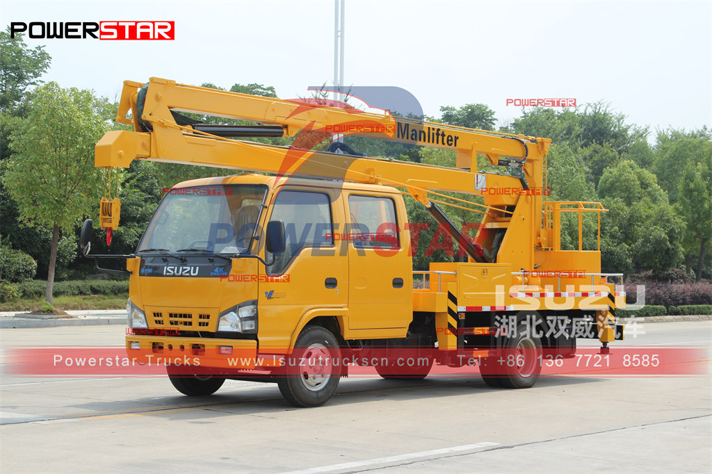 ISUZU 600P NKR 16m manlifter aerial working platform truck export to Laos