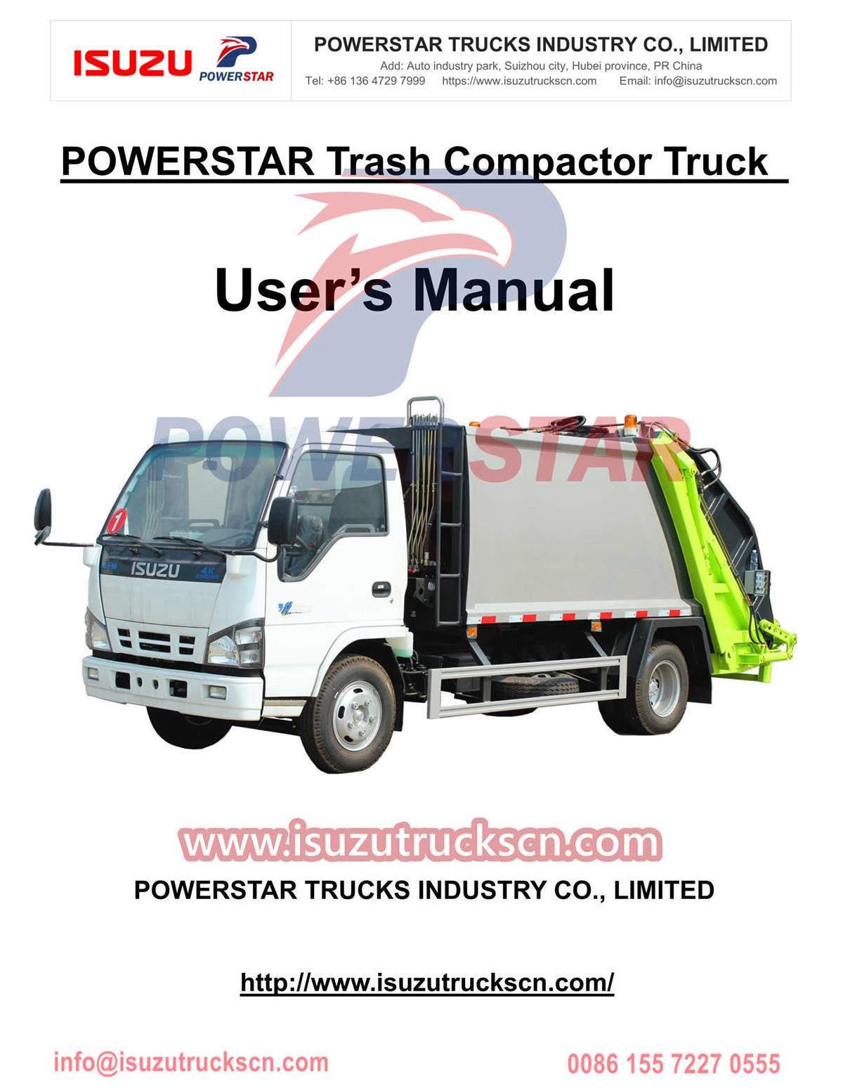 Dubai Isuzu trash compactor truck 6cbm for export operaiton Manual