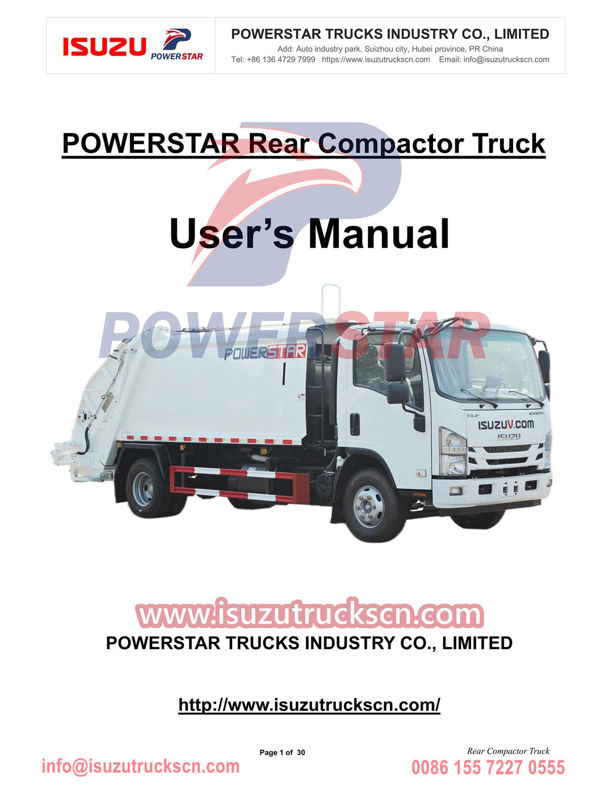 Albania clients buy POWERSTAR ISUZU KV800 rear compactor truck manual