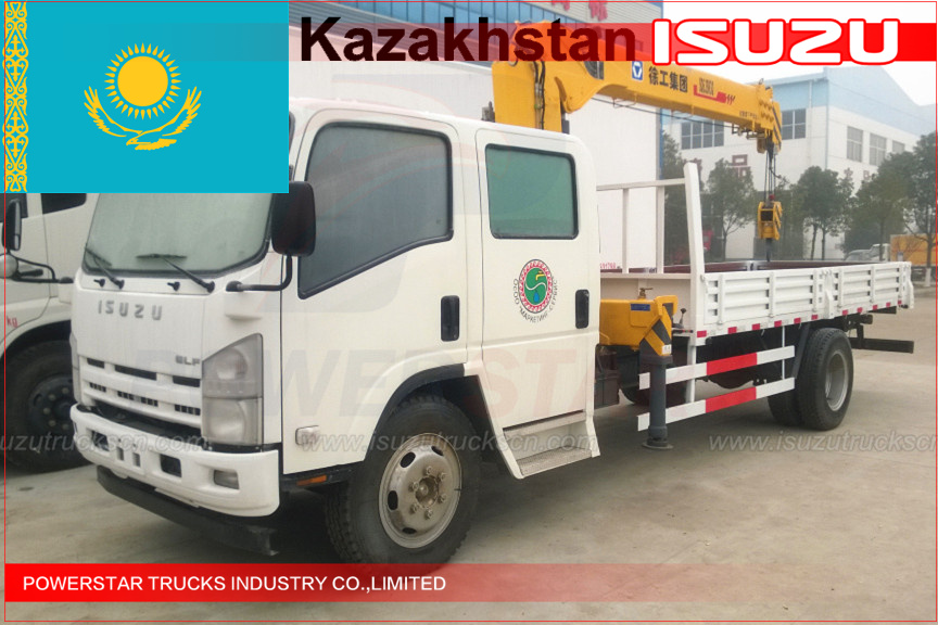 Double cabin Isuzu Truck crane for Kazakhstan