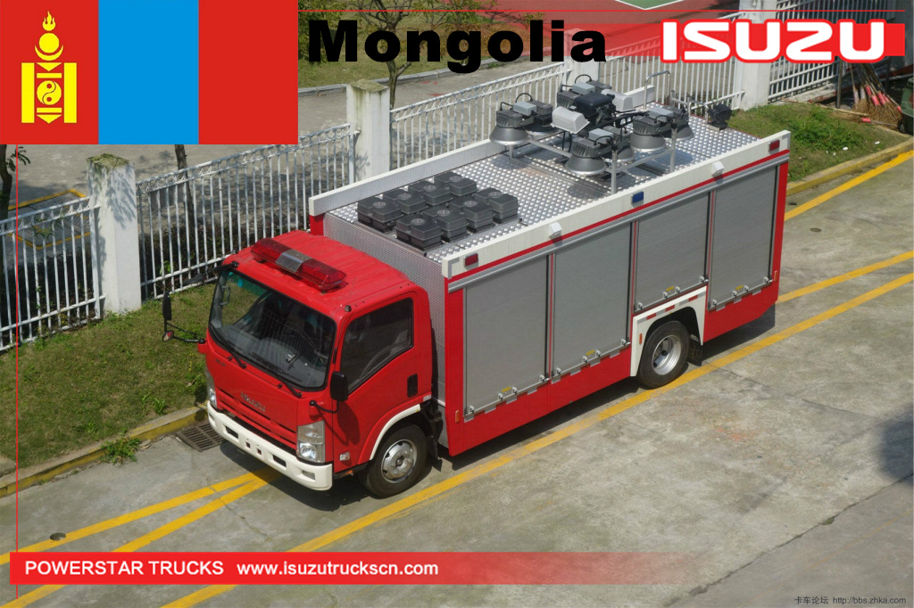 Mongolia - 1 unit ISUZU floodlight lighting tower fire vehicle 