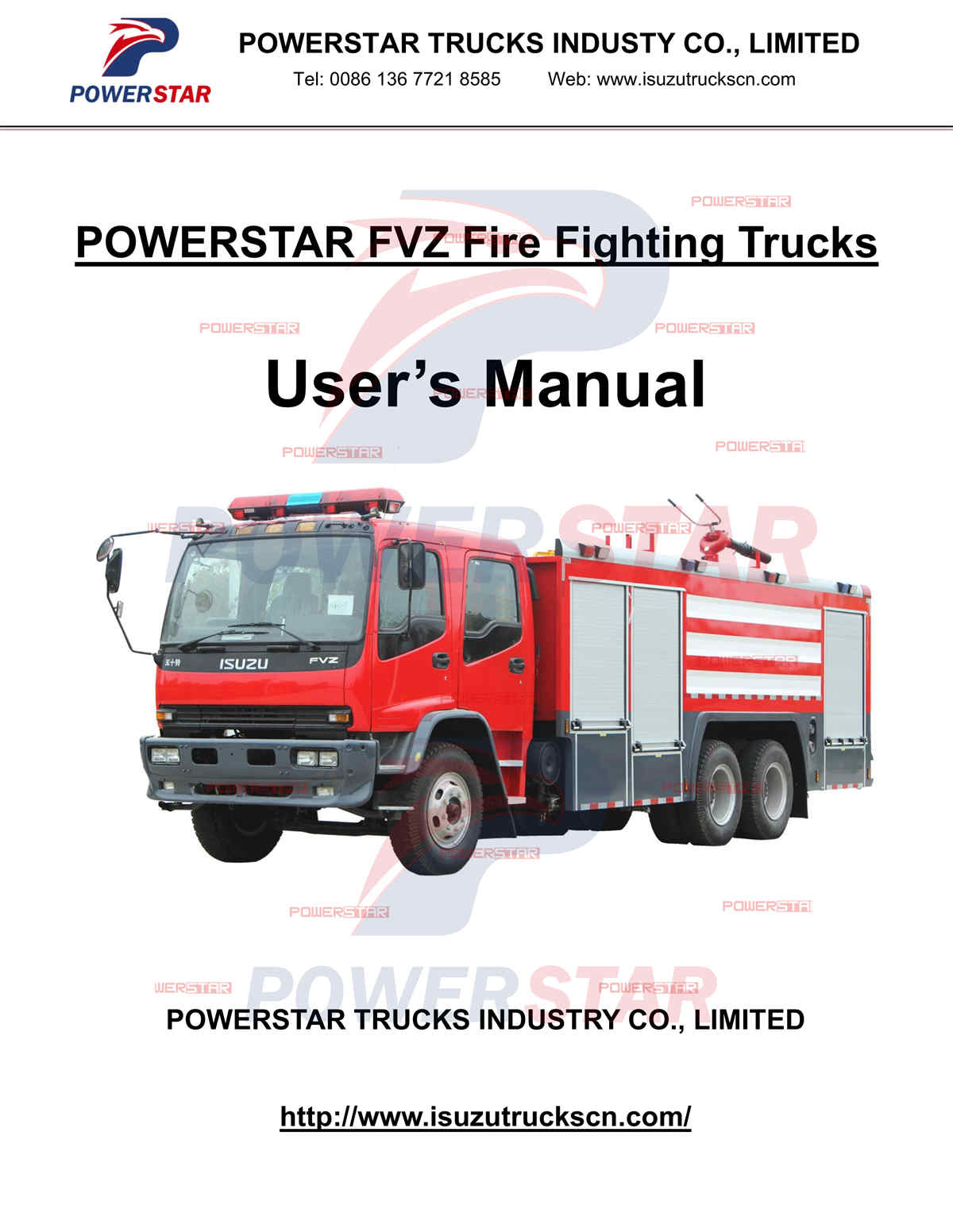 Gambia ISUZU FVZ 10 wheeler water foam rescue Fire Fighting Trucks Manual