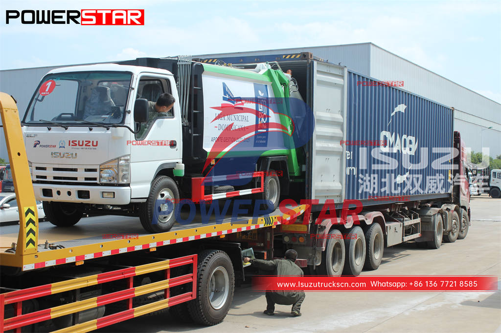 10 units ISUZU garbage compactor trucks loaed into 40HC container