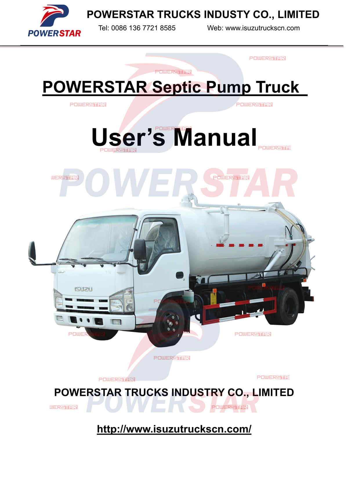 ISUZU mini 100P vacuum tanker truck export to Cambodia operation manual