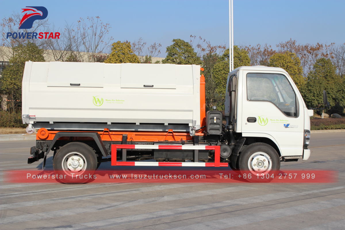 Isuzu mini Environmental hydraulic hooklift garbage truck 