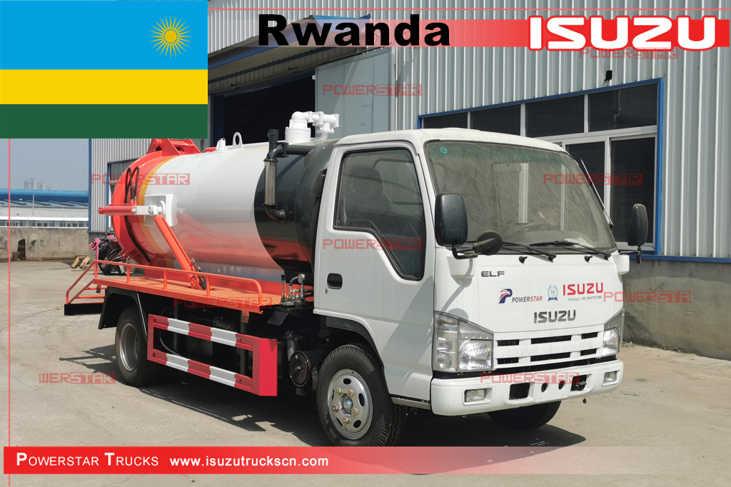 Rwanda - ISUZU 4,000L vacuum tanker Mobile Sewage Suction Truck