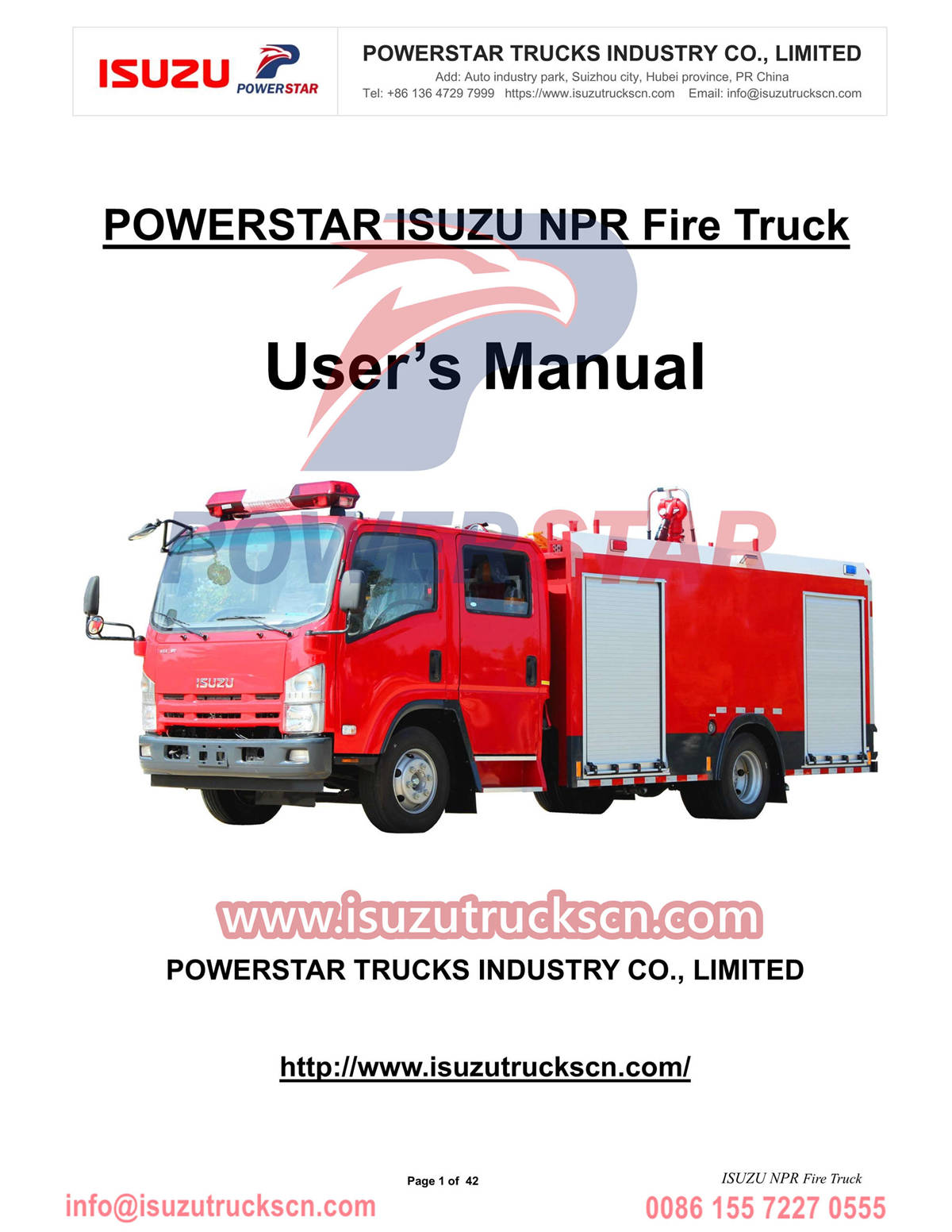 ISUZU Fire Tender manual export Dubai
