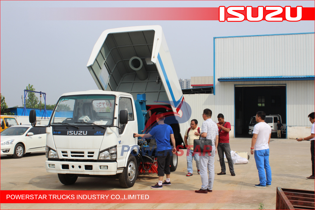 Philippines clients inspection the Isuzu truck mounted sweeper vehicle