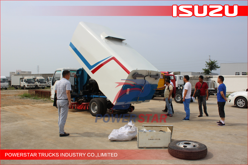 Philippines clients inspection the Isuzu truck mounted sweeper vehicle