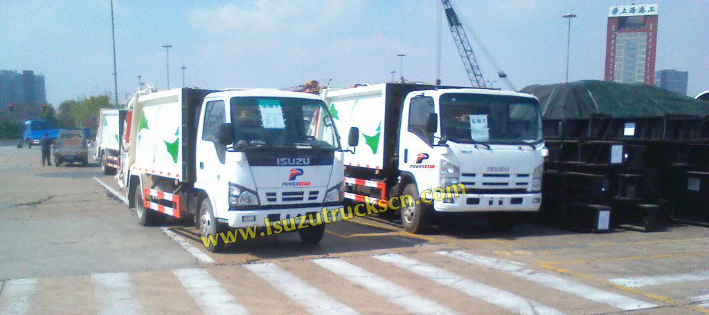 Isuzu trucks garbage compactor truck shipment to Myanmar 