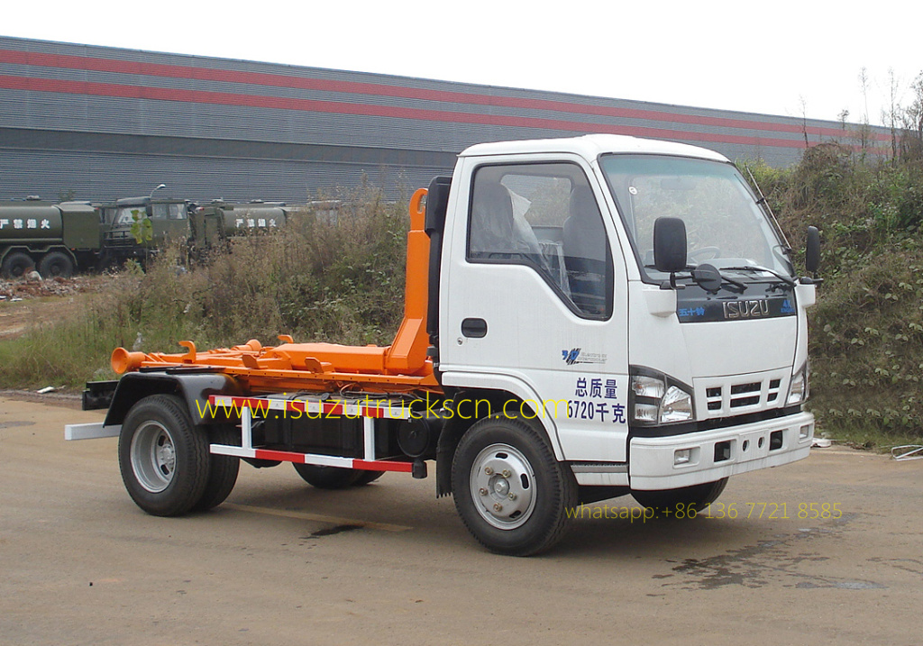 hydraulic lifter truck Isuzu hook lift garbage truck small roll off garbage truck pictures