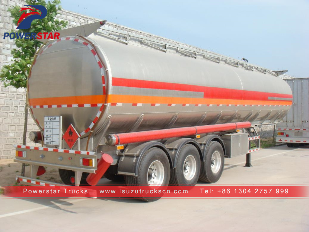 Powerstar brand 45cbm 50cbm Aluminum alloy liquid tank semi trailer