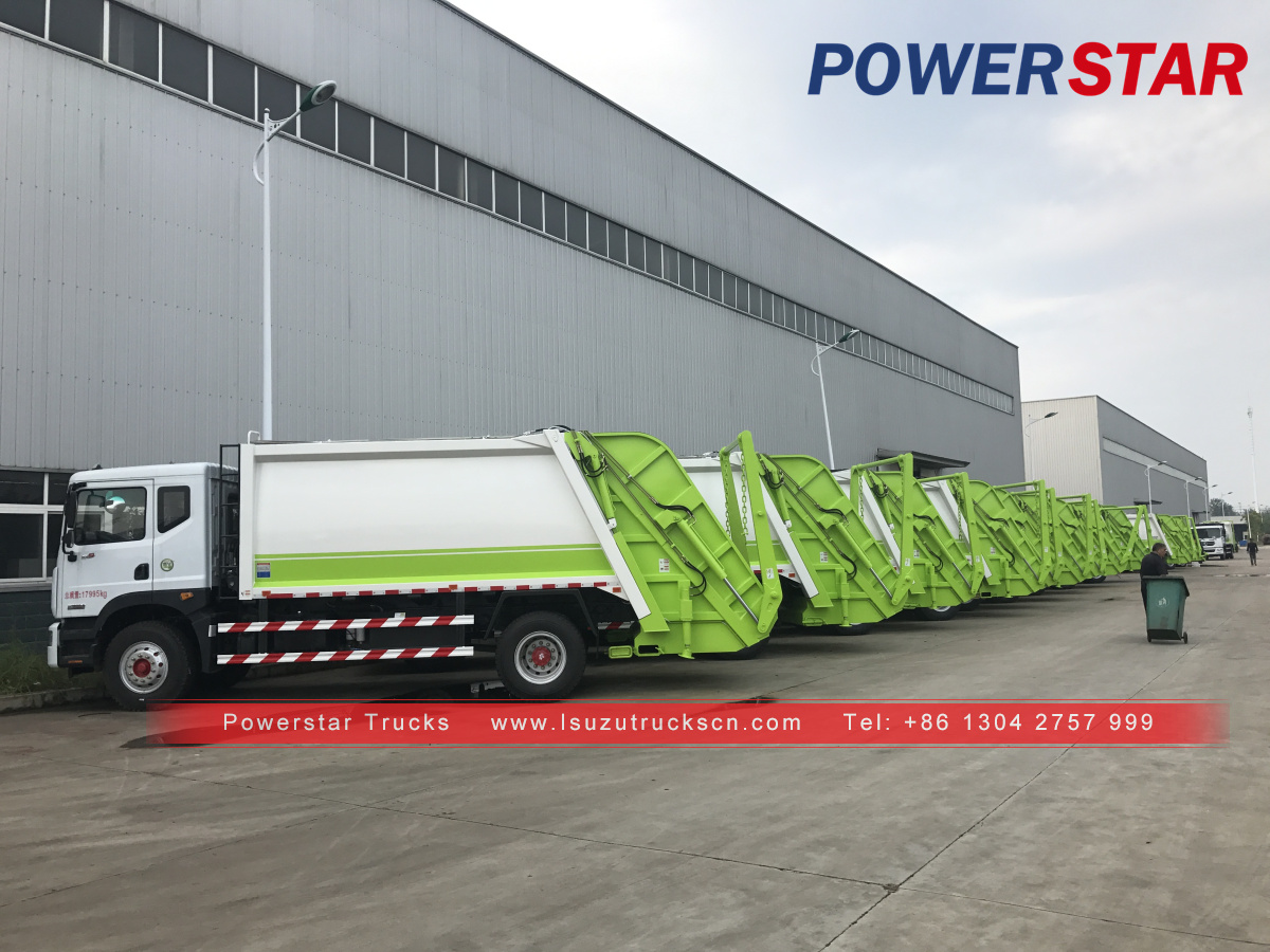 Venezuela 12m3 Rear loader Isuzu Hydraulic Pressing Garbage Trucks for sale