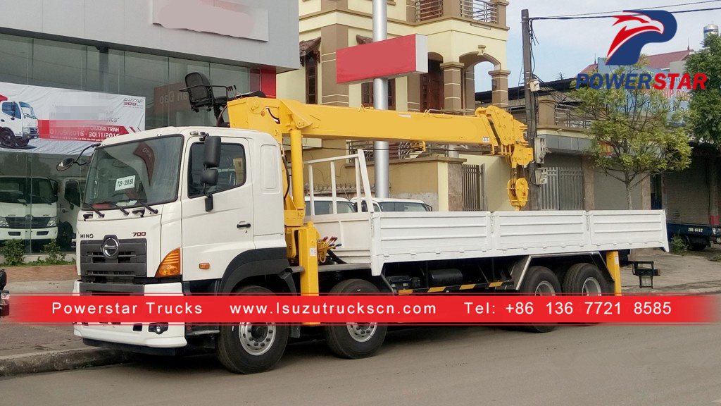 Laos market hino brand Construction telescopic boom crane trucks for sale 