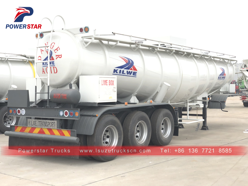 3 axles concentrated sulfuric acid tank semi trailer for copper mining
