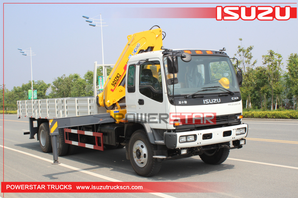 Custom Isuzu FVZ heavy duty Cargo truck with folding boom crane for sale