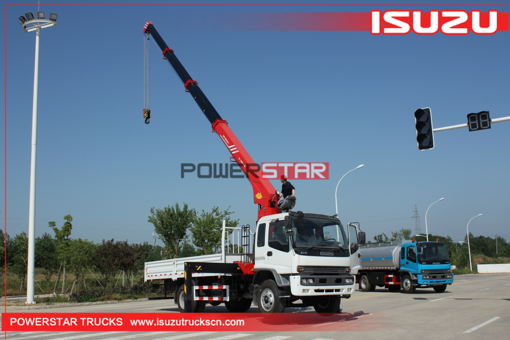 Philippines ISUZU FTR Construction Palfinger telescopic boom crane trucks