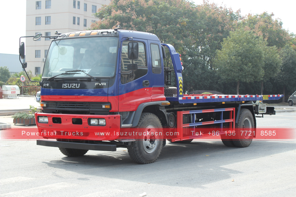 Japan ISUZU FVR 6HK1 4*2 Road Rescue Recovery breakdown Flatbed Tow wrecker truck For Sale