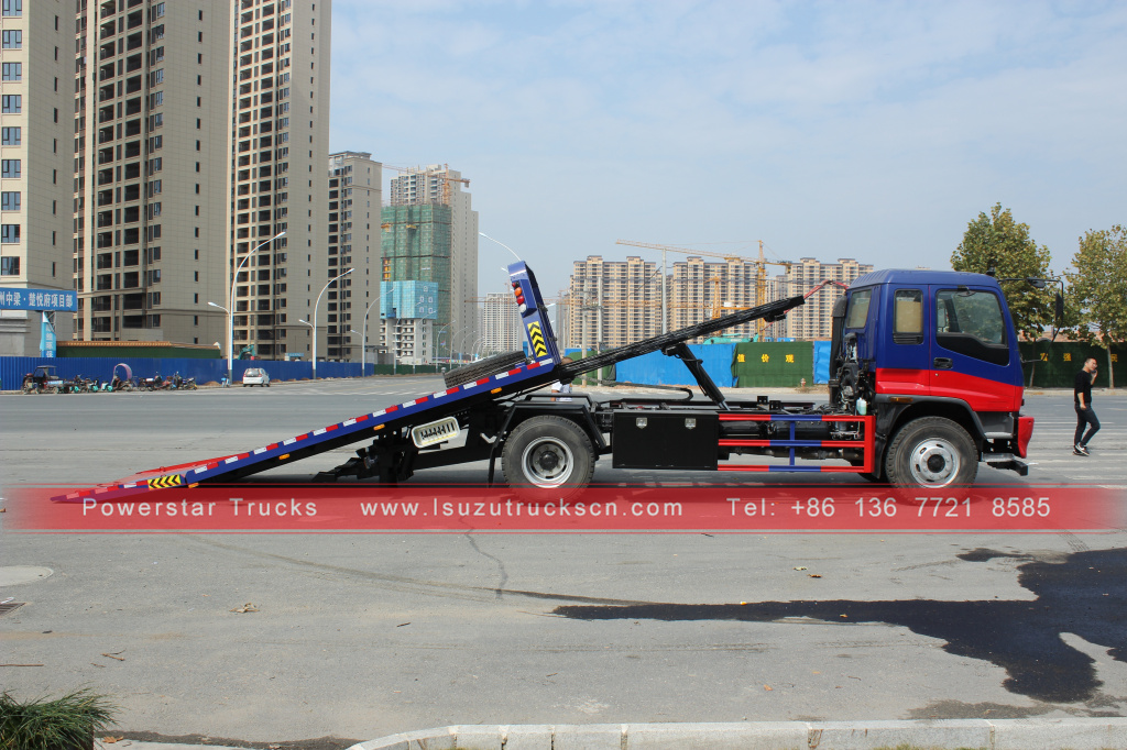 HAITI Powerstar ISUZU flat bed wrecker 8 ton Platform flatbed tow truck wrecker for sale