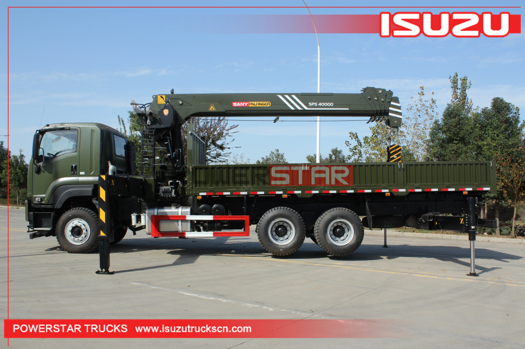 Military ISUZU VC46 sidewall Fence Dropside 10wheeler Cargo Trucks with Palfinger crane SPS40000 for sale