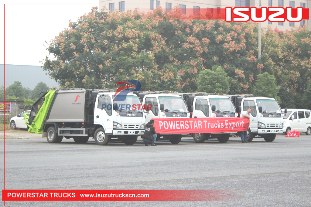 Tahiti ISUZU Waste Compactor Vehicle NKR NPR Rear Loader Refuse Trucks