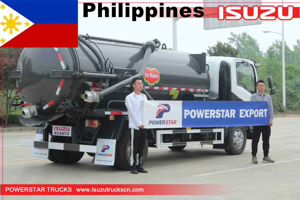 Philippines ISUZU ELF 4x2 8M3 vacuum sewage suction tanker truck