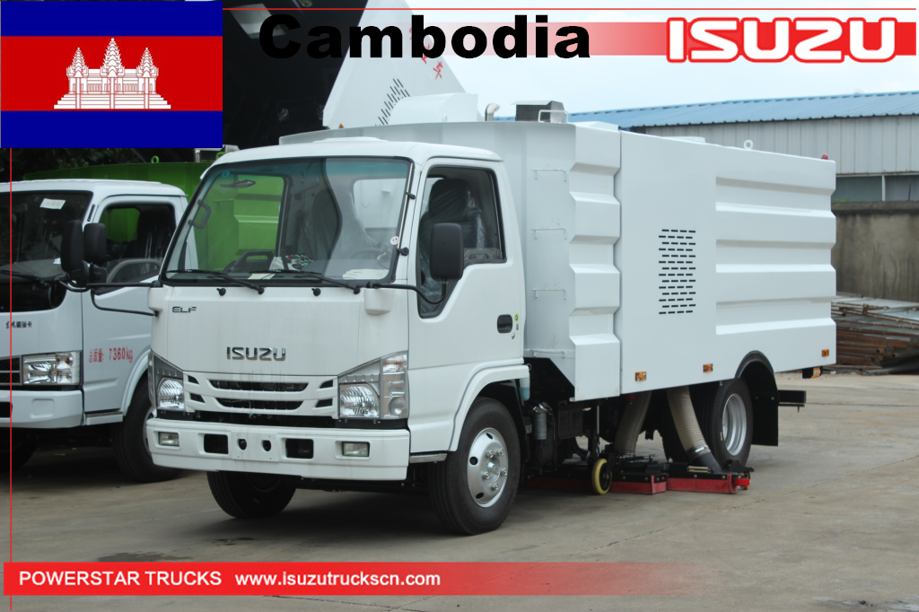 Cambodia ISUZU Road Dust cleaning Machine Intelligent Road Cleaning Truck 