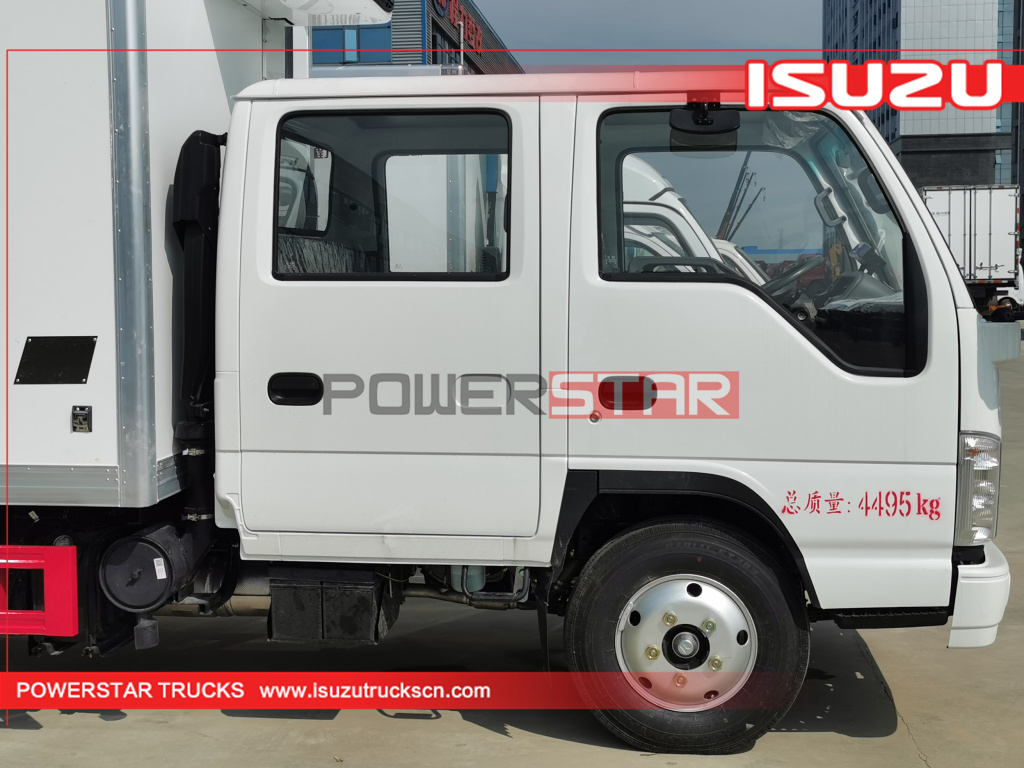 Isuzu 3ton 4ton double cabin refrigerated cold room van truck freezer truck for hot sale