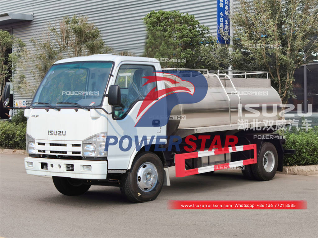 Customized ISUZU 4000 liters stainless steel milk tank truck for Mongolia
