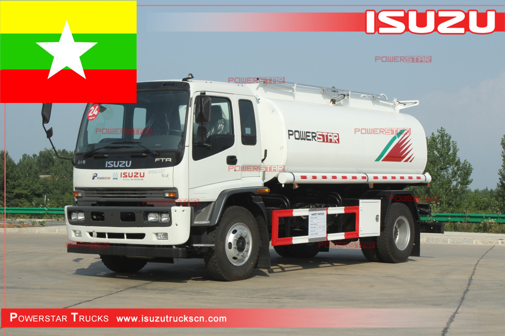 Myanmar ISUZU FTR Diesel Oil Transporter Capacity Fuel Tank Tanker Truck For Sale