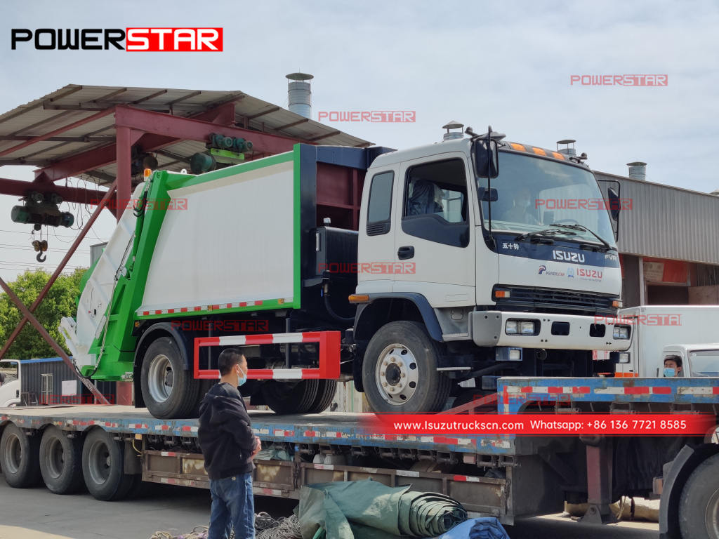 Mongolia ISUZU FTR/FVR refuse compactor truck and NPR boom crane trucks