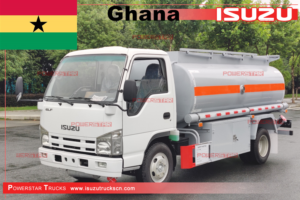 Ghana ISUZU NKR 5000 Liters Fuel Tank Truck Fuel Bowser Fuel Tanker Truck for Sale