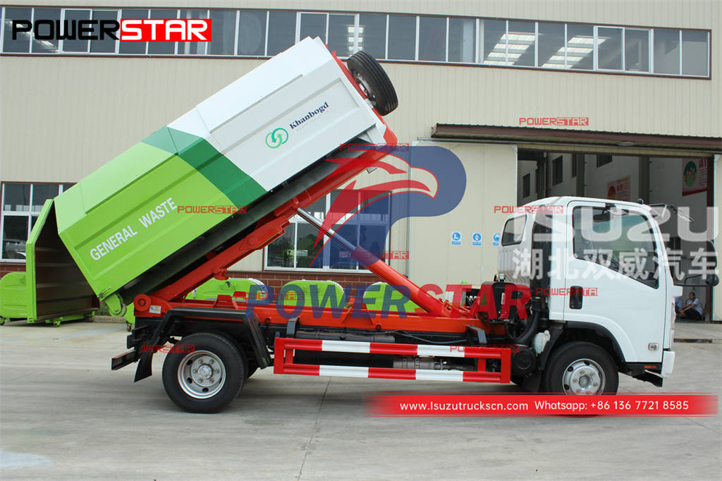Best price ISUZU 700P 4×4 AWD hook lift bin lorry for Philippines