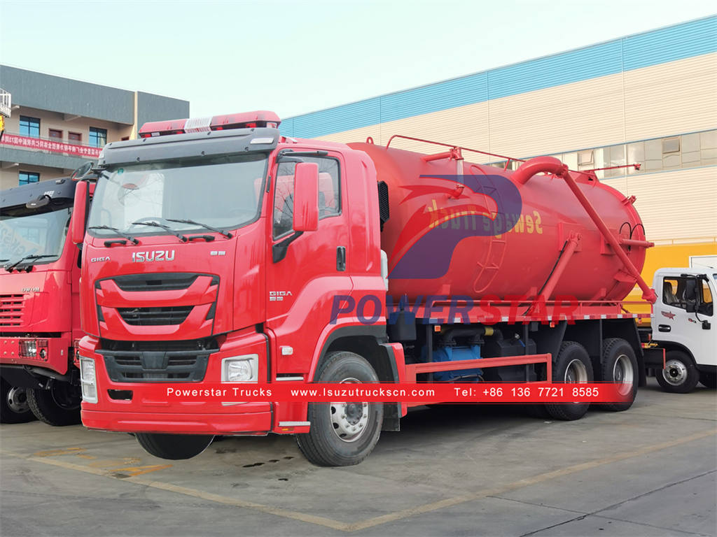 Durable ISUZU GIGA 18000L vacuum tank cleaning truck on sale